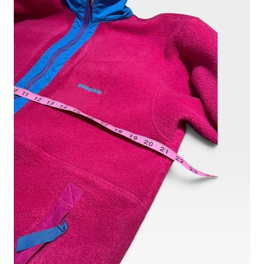 Vntg Patagonia Women's Pink/Blue Fleece Zip pullover Pockets Logo - Picture 5 of 7